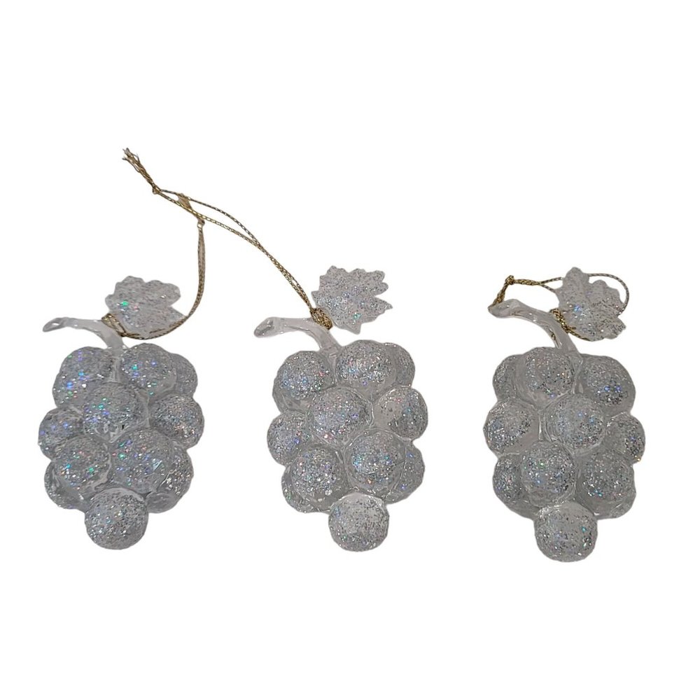 bunch of grape glitter Christmas tree ornaments heavy lot of 3 good quality